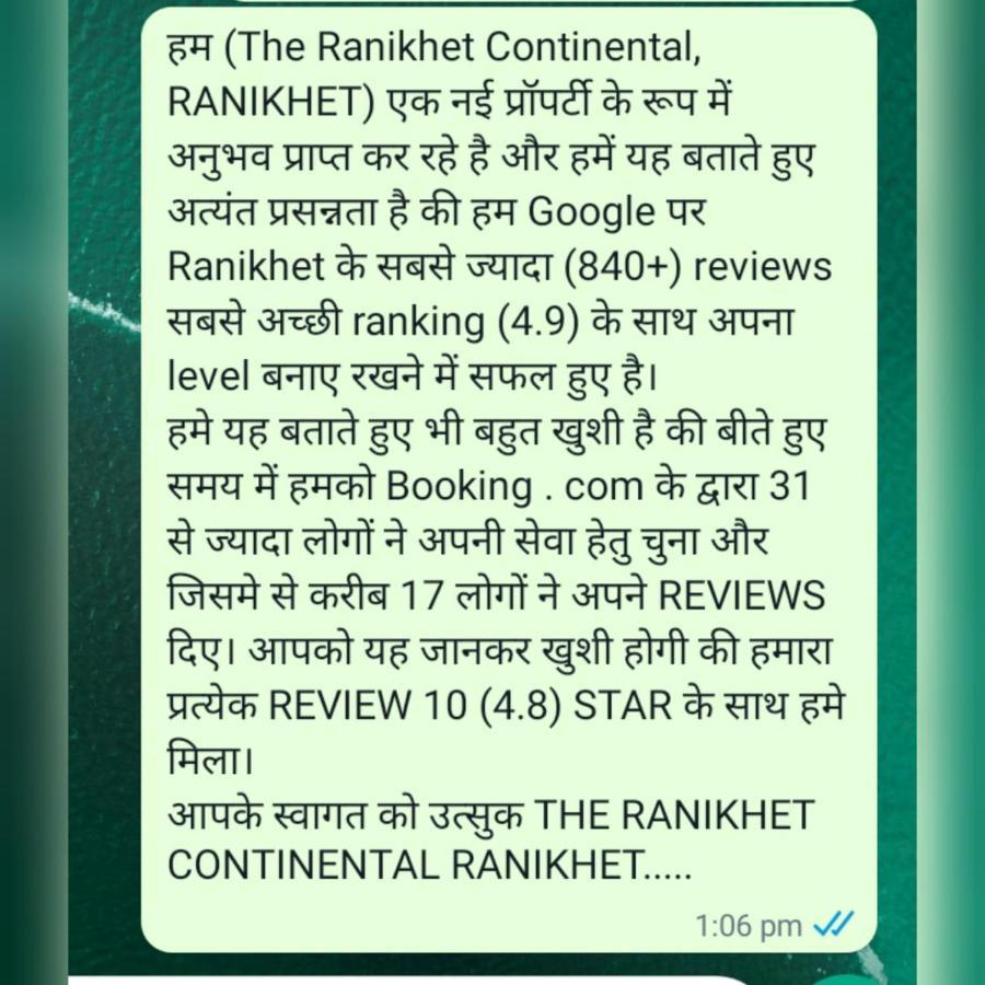 The Ranikhet Continental Hotel Exterior foto